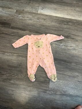 Child of Mine Pink Bear-Accent Footed One-Piece for Kids